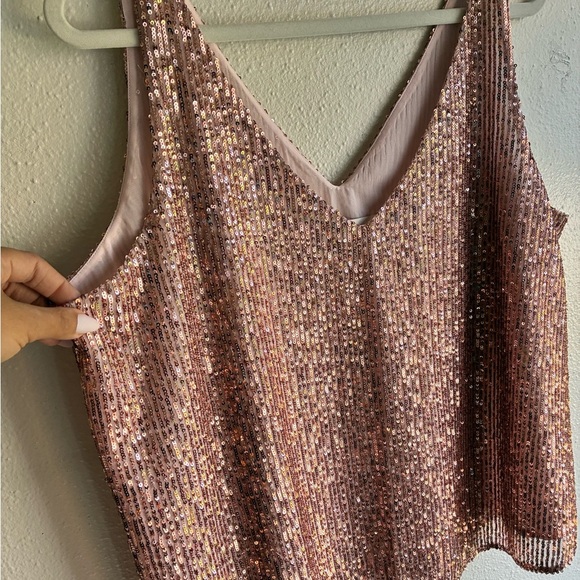 LOFT Shimmering Sequin Camisole - Rose Gold - Picture 2 of 8